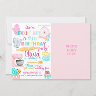 Foto zum Geburtstag von Mädchen/Backen Einladung