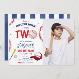 Foto zum Geburtstag von White & Red Baseball Einla Einladung