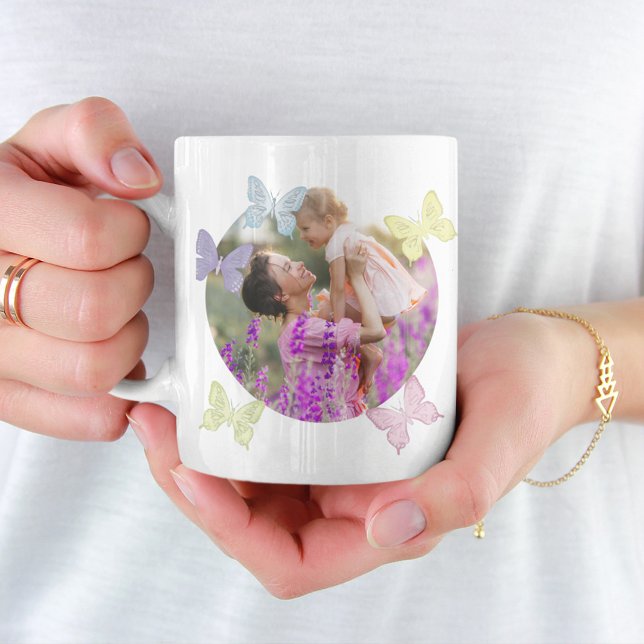Foto zum Muttertag Pastel Butterflies Niedlich Kaffeetasse (Von Creator hochgeladen)