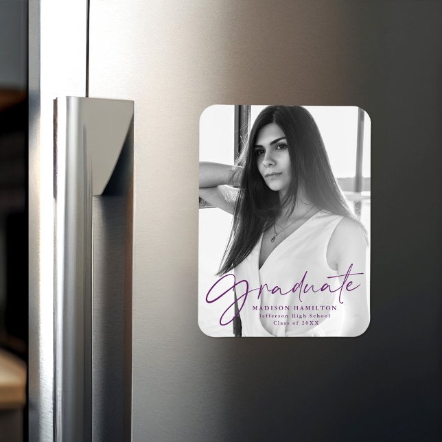 Foto zur Ankündigung von lila Skript-Abschluss Magnet (Von Creator hochgeladen)