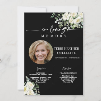 Foto zur Beerdigung Schwarz-weißer Rose Einladung