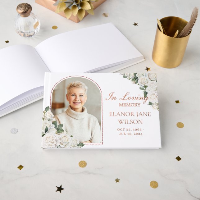 Foto zur Beerdigung von Bildern von White Roses Gästebuch (Vorderseite Offen)