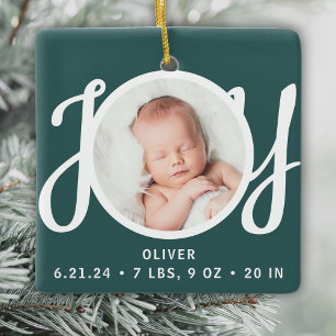 Foto zur Geburtsstatistik des Babynamens als grüne Keramikornament