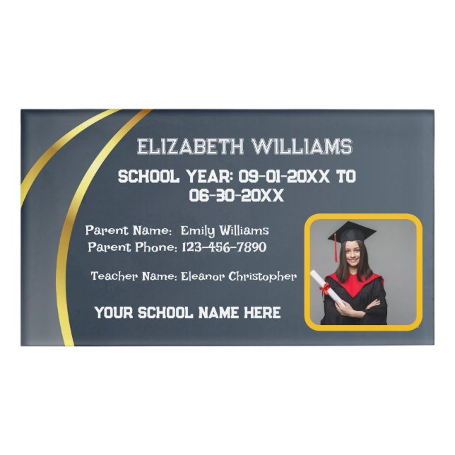 Foto zur Identifikation von Kindern in der Schule Namenschild (Vorderseite)