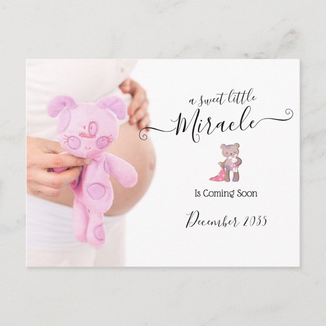 Foto zur Schwangerschaftsankündigung | Wunder Postkarte (Vorderseite)