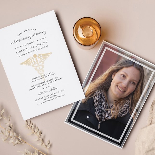 Foto zur Zeremonie der Krankenpflege Einladung (Nurse Pinning Graduation Party Photo Invitation)