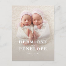 Foto-Zwillingsmoderne typografische Geburt