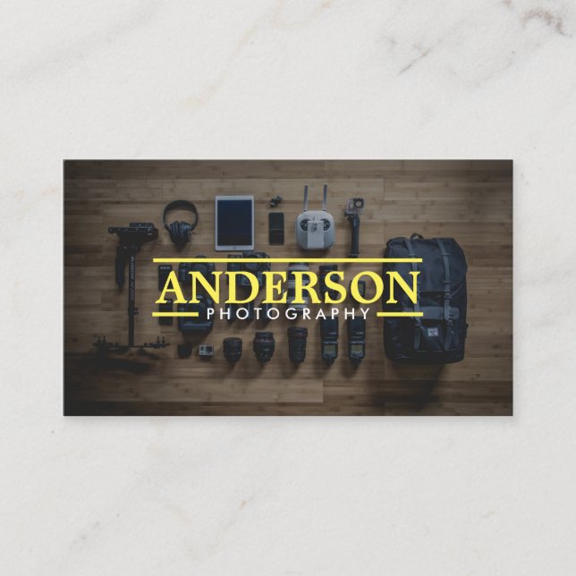 Fotoausrüstung Moderner Fotograf Visitenkarte (Vorderseite)