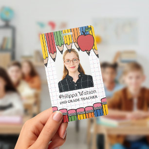 Fotoausweis für Lehrer mit rotem Apfel und Bleisti Ausweis