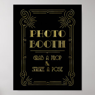 Fotoautomaten-Hochzeitsschild Gold Schwarz Art Dec Poster