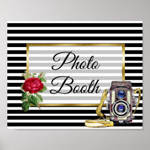 Fotoautomaten-Hochzeitsschild Roter Rosenplakat Poster