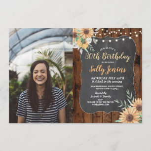 FotoBirthday Party Rustikale Sonnenblume Blumenhol Einladung