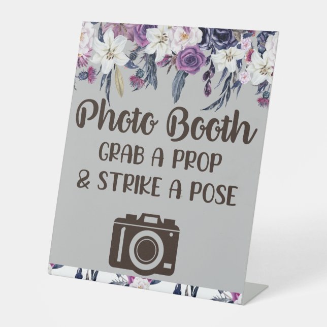 Fotobooth Grab a Prop Gothic Floral Wedding Sockelschild (Vorderseite)