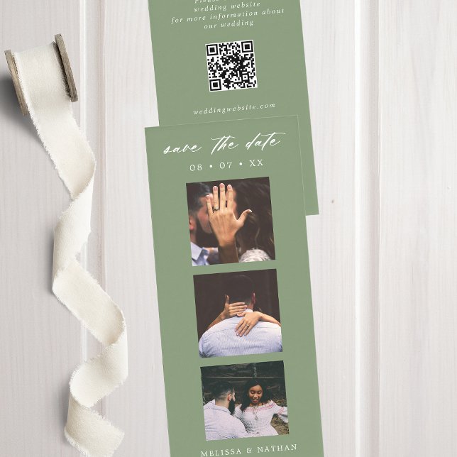 Fotobooth Strip QR Sage Wedding Save the Date (Von Creator hochgeladen)