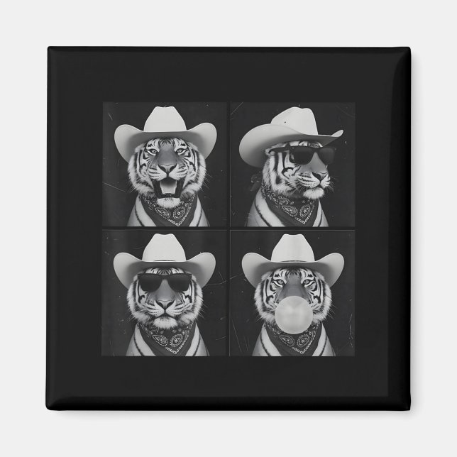 Fotobooth-Tiger-Selfie mit Cowboyhut-Sonnenbrille Magnet (Vorne)