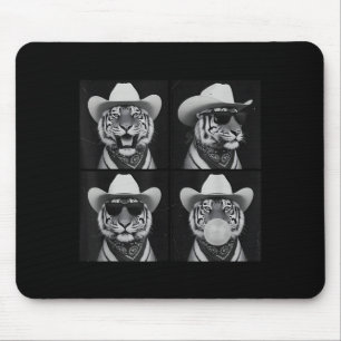 Fotobooth-Tiger-Selfie mit Cowboyhut-Sonnenbrille Mousepad