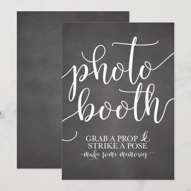 Fotobooth Wedding Sign - Grab a Prop Strip a Pose Einladung (Vorne/Hinten)