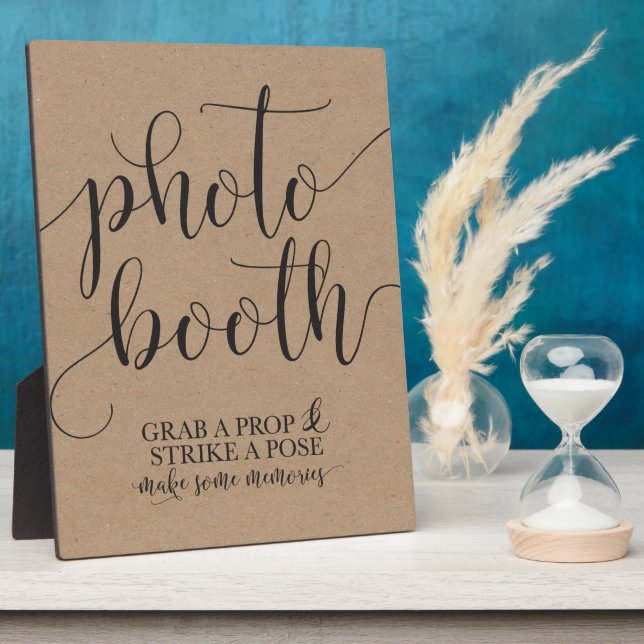 Fotobooth Wedding Sign - Grab a Prop Strip a Pose Fotoplatte (Seite)