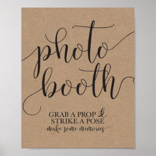 Fotobooth Wedding Sign - Grab a Prop Strip a Pose Poster