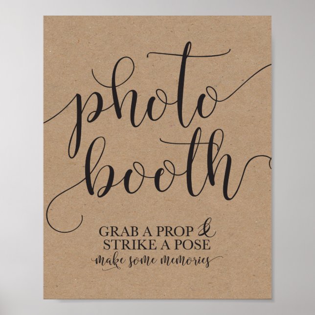 Fotobooth Wedding Sign - Grab a Prop Strip a Pose Poster (Vorne)