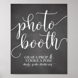 Fotobooth Wedding Sign - Grab a Prop Strip a Pose Poster