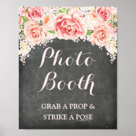 Fotobooth Wedding Sign Pink Aquarelltafel Poster