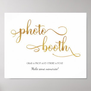 "Fotobox" Gold Weiß Trendige Hochzeitstafel Poster