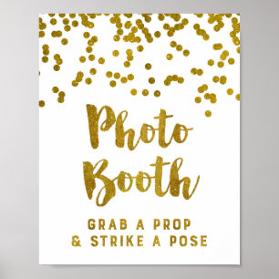 Fotobox Hochzeitsschild Gold Konfetti Poster