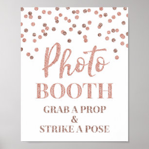 Fotobox Hochzeitsschild Roségold Konfetti Poster