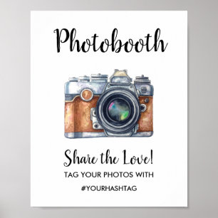 Fotobox Hochzeitsschild Vintage Wasserfarbe Kamera Poster