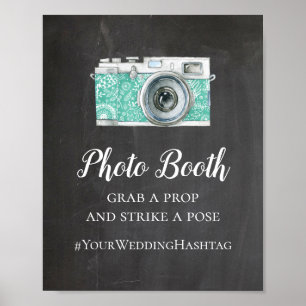 Fotobox Kreidetafel Hochzeit. Modern Hashtag Poster