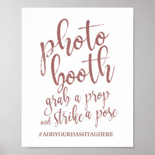 Fotobox Rose Gold Glitter 8x10 Hochzeitsschild Poster