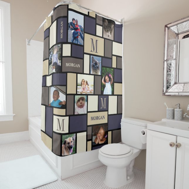 Fotochic-Monogramm der Farbblock-Küstenruhe-10 Duschvorhang (Beispiel)