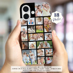 FotoCollage 18 Fotos Farbschwarz iPhone 16 Hülle<br><div class="desc">Tragen Sie 18 Ihrer Lieblings-Fotos auf diesem individuellen Hintergrund Farbe Handy Gehäuse mit einem Foto Collage von verschiedenen Formen und Größen, um eine Vielzahl von Bildern aufnehmen zu können. Ändern Sie die schwarze Hintergrundfarbe in EDIT. TELEFONOPTIONEN: Das Beispiel wird auf dem Apple iPhone 16 und dem Gehäuse "Barely There" gezeigt...</div>