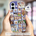FotoCollage 18 Fotos Lila Farbeinstellung iPhone 16 Hülle<br><div class="desc">Tragen Sie 18 Ihrer Lieblings-Fotos in diesem farbigen Handy-Gehäuse mit dem leicht hochzuladenden Foto Collage Template mit verschiedenen Formen und Größen. Ändern Sie die lila Hintergrundfarbe des Lavendels in EDIT. TELEFONOPTIONEN: Das Beispiel wird auf dem Apple iPhone 16 mit dem Gehäuse "Barely There" gezeigt - weitere Telefonmodelle und Gehäusetypen sind...</div>