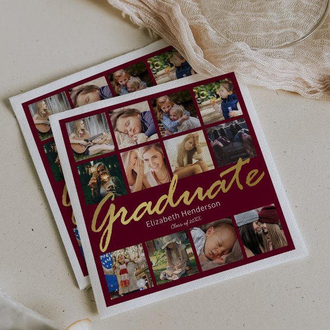 Fotocollage 2025 Graduierungsparty Serviette (Von Creator hochgeladen)