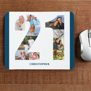 FotoCollage 21. Geburtstag Nummer 21 Personalisier Mousepad