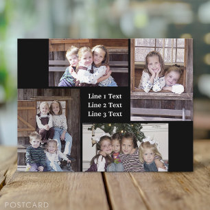 Fotocollage - 4 Fotos Basic Schwarzweißtext Postkarte