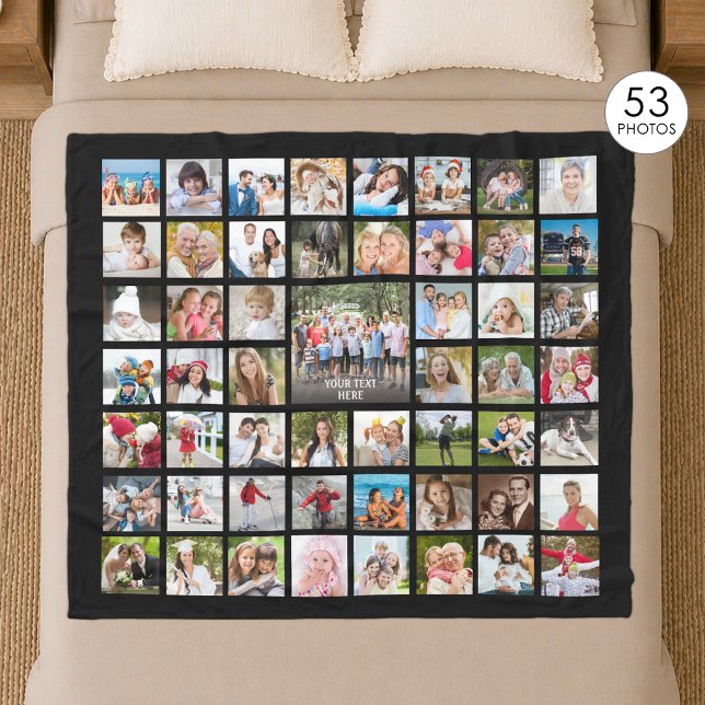 FotoCollage 53 Fotos Personalisiert Schwarz Fleecedecke (Von Creator hochgeladen)
