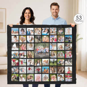 FotoCollage 53 Fotos Personalisiert Schwarz Fleecedecke