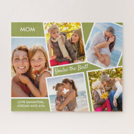 FotoCollage - 5 Bilder Grüne Personalisierte Mama Puzzle