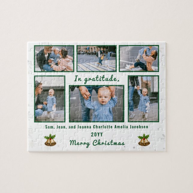 FotoCollage 6 Bilder Personalisiert weiß Puzzle (Horizontal)