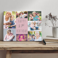 Fotocollage 7 Bilder Rosa Grau 80. Geburtstag