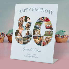 FotoCollage 80. Geburtstag elegant und zeitlos Sockelschild