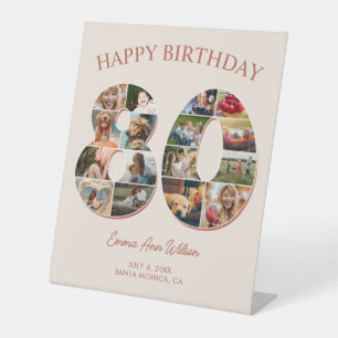 FotoCollage 80. Geburtstag elegant und zeitlos Sockelschild