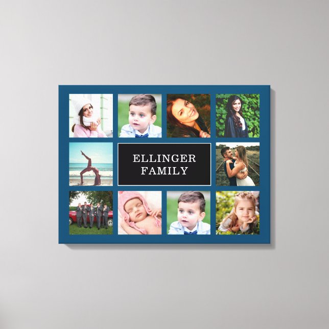 FotoCollage Aquamarin Blue Custom Canvas Print Leinwanddruck (Vorderseite)