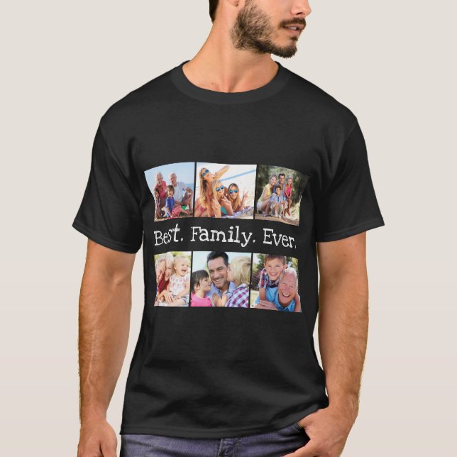 Fotocollage Beste Familie je Personalisiert T-Shirt (Vorderseite)