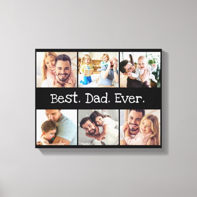 Fotocollage Bester Vater je in Schwarz und Weiß Leinwanddruck (Vorderseite)