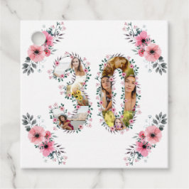 FotoCollage Big 30. Geburtstag Pink Blume Weiß Geschenkanhänger