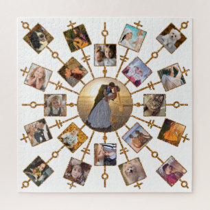 FotoCollage der Familie 21 Bilder Hübsches White G Puzzle